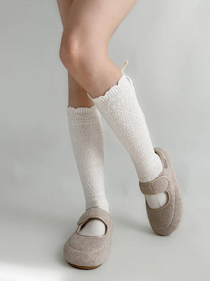 Calf Tie-Up Textured Colors) (4 Knit Socks