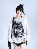 Pull-over Fit Graffiti blanc en maille ample