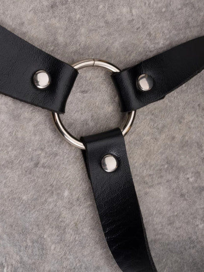 Decorated PU Choker Applique Studs Gothic Tie Black Skeleton