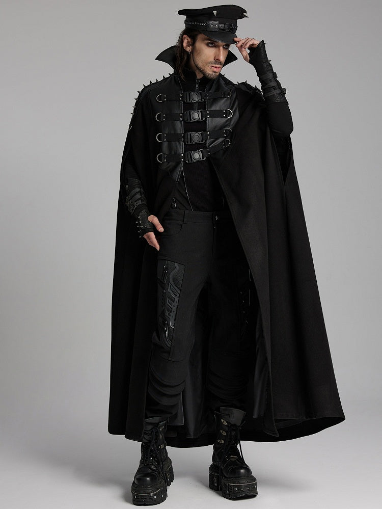 Men's Stand Black Handsome Punk Cape Collar