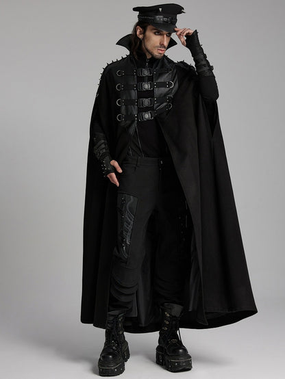 Men's Stand Black Handsome Punk Cape Collar