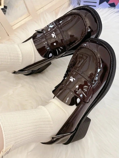 Polished Leather Slip-in Brown - Shoes Fit JK Kitty Design PU