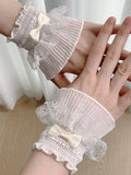White Wrist Detail Lace Bow Cuffs