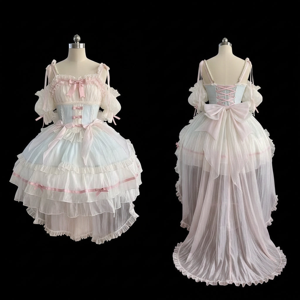 Lolita Ballet Style JSK Dress – Birthday & Formal Gown with Arm Sleeves