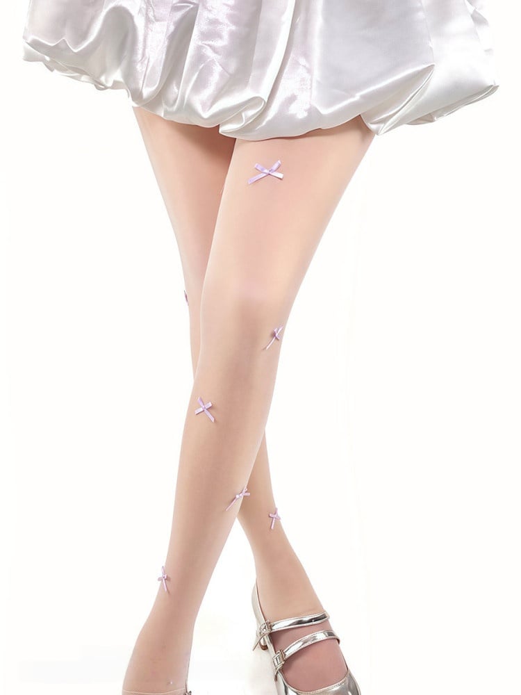 Bowknot Color with Sheer Tights White 5 Options