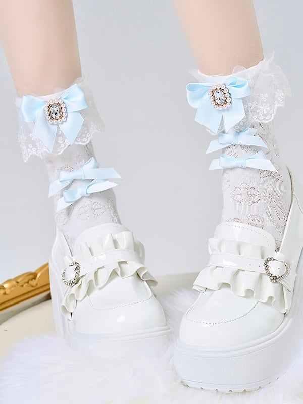 Kei Jirai Colors Trim 6 Lace Socks Bow Decoration Rhinestone
