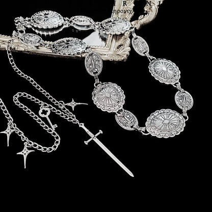 Metal Waist Vintage Silver Chain