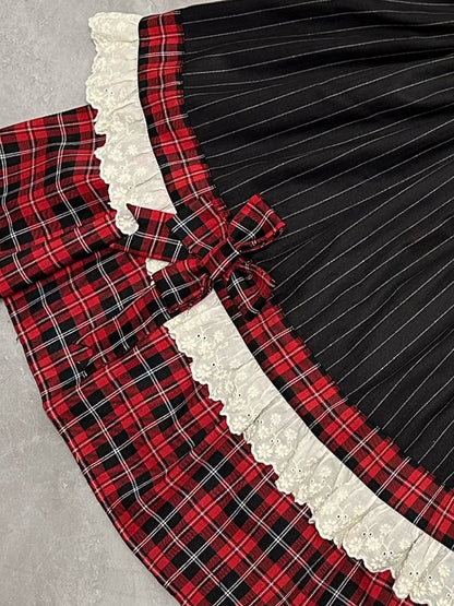 Rot/Blau Plaid Muster Bowknot Brosche