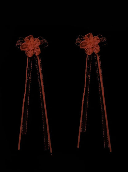 Lila Schwarz Beige Broschen / Rote Blume