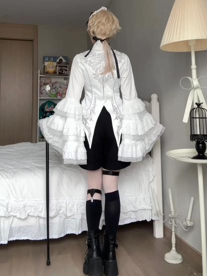ホワイト王子ロリータゴージャスディテールウエストコート