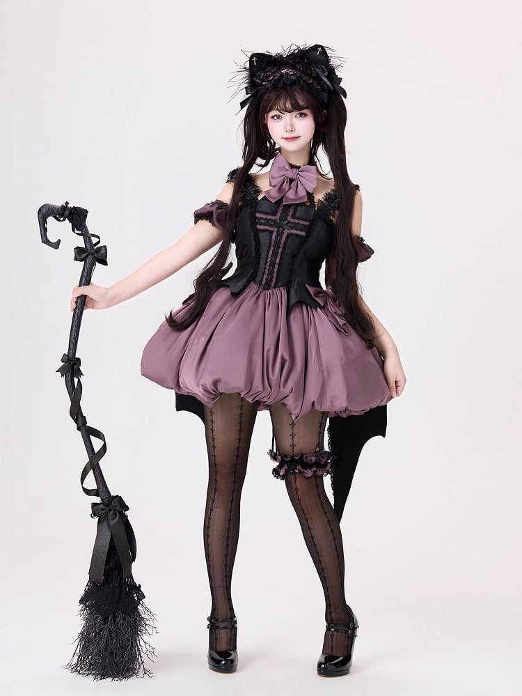 Haarband mit Katzenohren in Schwarz und Lila