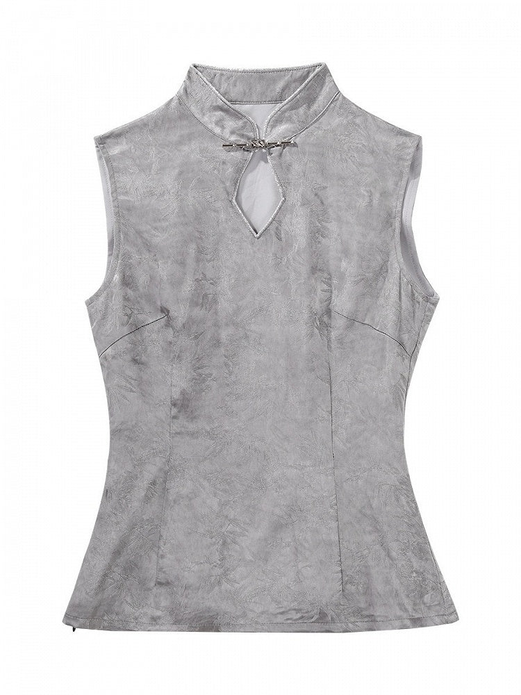 Gray Sleeveless Top with Cutout Accents - Unknown Star