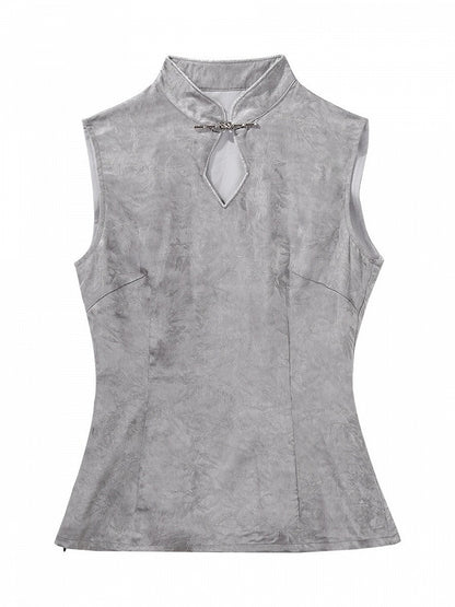 Gray Sleeveless Top with Cutout Accents - Unknown Star