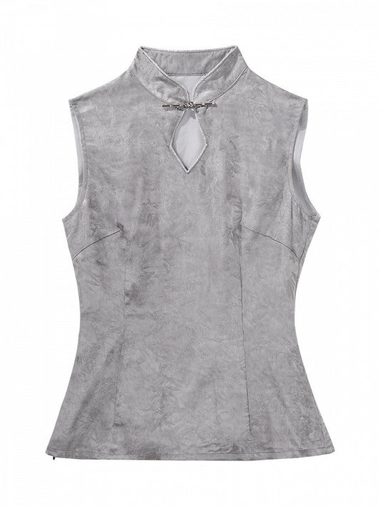 Gray Sleeveless Top with Cutout Accents - Unknown Star
