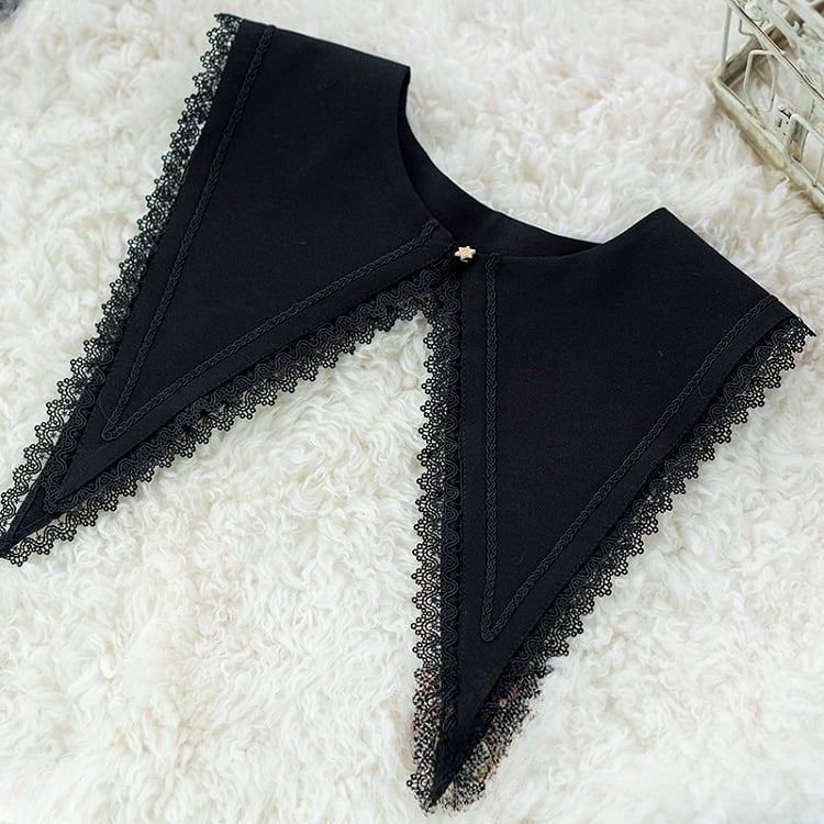 Black/White Detachable Lace-Trimmed Lolita Collar