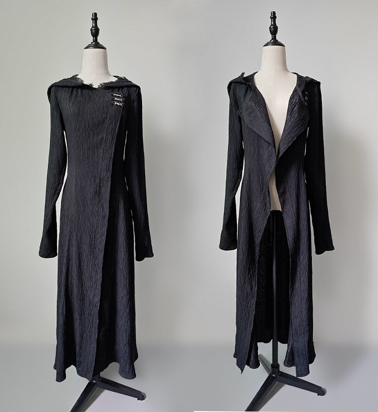 Gothic Lolita Ouji Mantel in Schwarz mit Kapuze