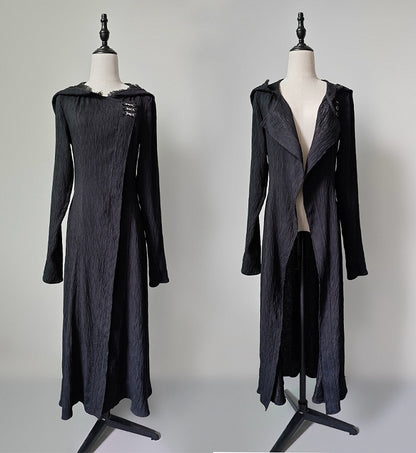Gothic Lolita Ouji Mantel in Schwarz mit Kapuze