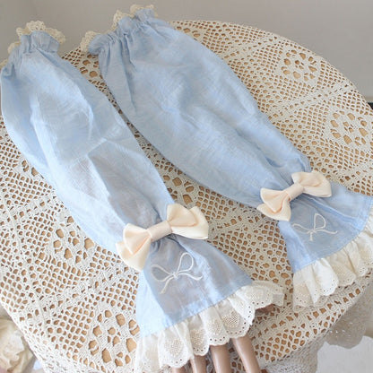 Detachable Bowknot Color Pattern Heart Details 4 Options Sleeves