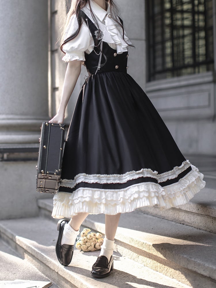 Puff Sleeves Blouse with Pleating Details White