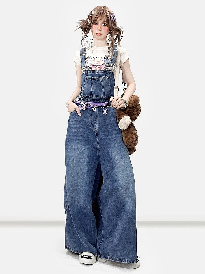 Jeans Schnitt Blau Y2K Weites Bein Bittersweet Overall
