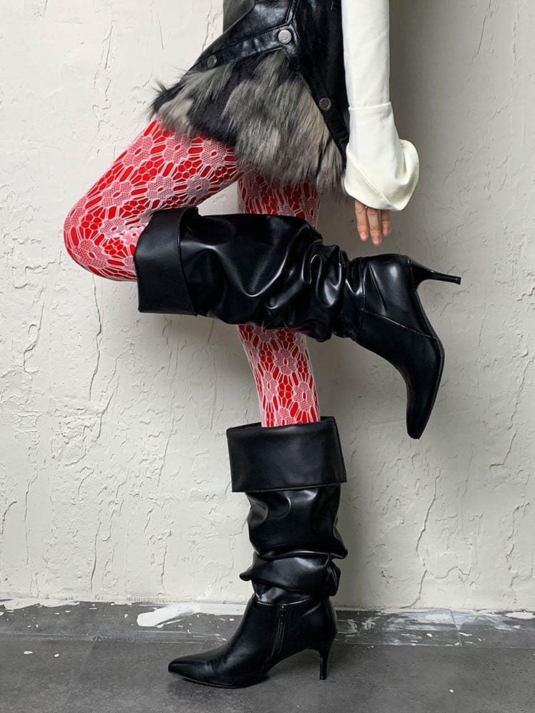 Weiße Strumpfhose mit Blumenmuster im Y2K-Stil