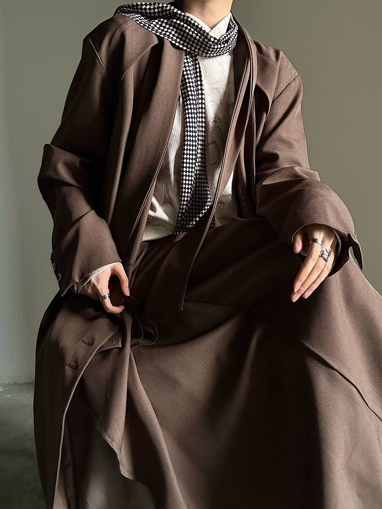 Fastening Button Pants Style Zip Ruffles Cascading Ornate Functional in Princely with Wide-leg Brown