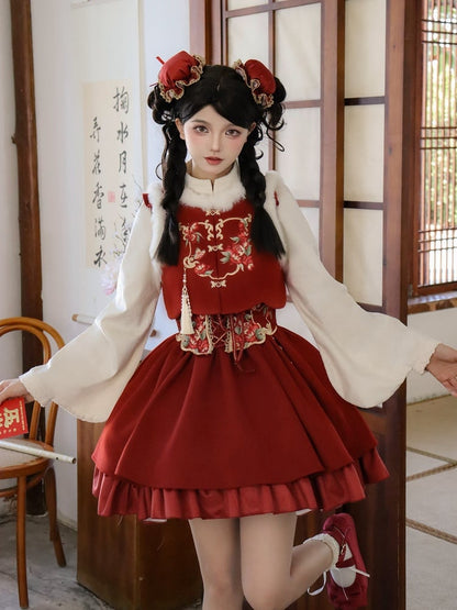 Red Han Lolita Hairclips - With PUJI