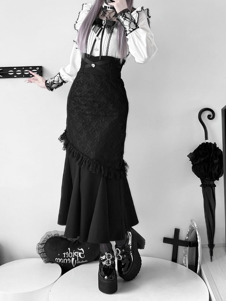 ウエストハートラインストーンジライケイマーメイドスカートブラックハイ