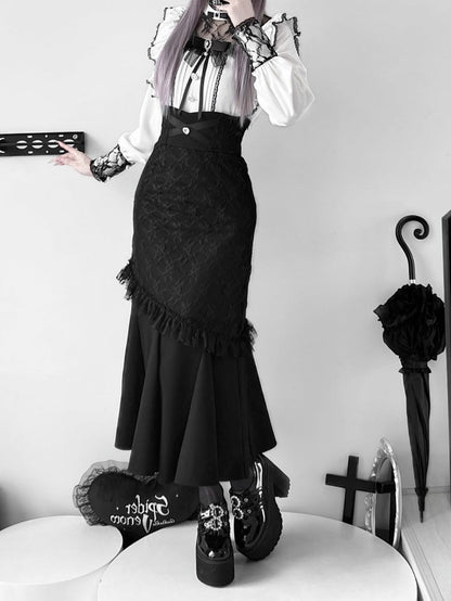 ウエストハートラインストーンジライケイマーメイドスカートブラックハイ