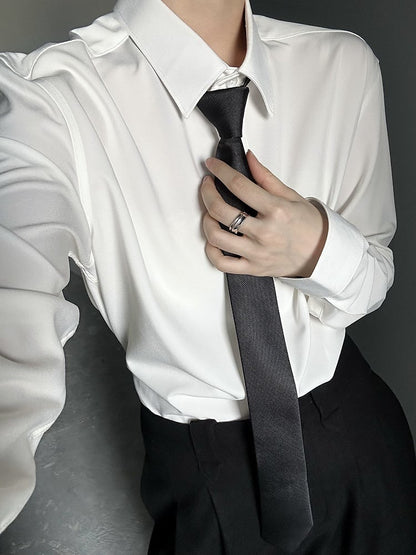 Ouji Lolita Black Zip-Up Tie with Arrowhead Tip