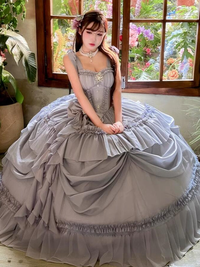 Lila Kleid Länge Boden Taille Staubigen Korsett Ballkleid Wunderschöne