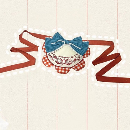 Bowknot Stickerei Rot und Blau Schürze