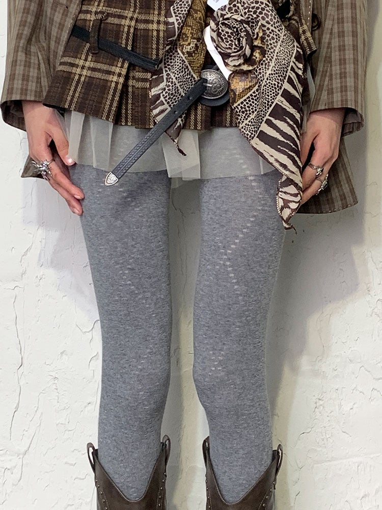 Y2K Gray Diamond Print Tights