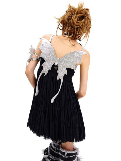 Punk Schwarz/Silber Schmetterling Taillengürtel