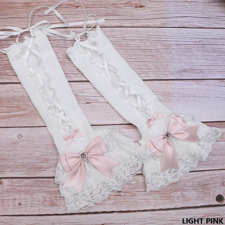 Rhinestone Bowknot Sleeves Options Arm Lace Color Kei Jirai 11