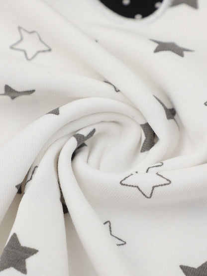 White Asymmetric Tee with Star Motif & Puppy Emblem - Languid Park
