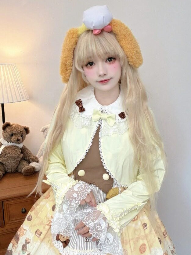 Long-Sleeve Lolita Top in 8 Colors with Lace Trim - Star Fantasy
