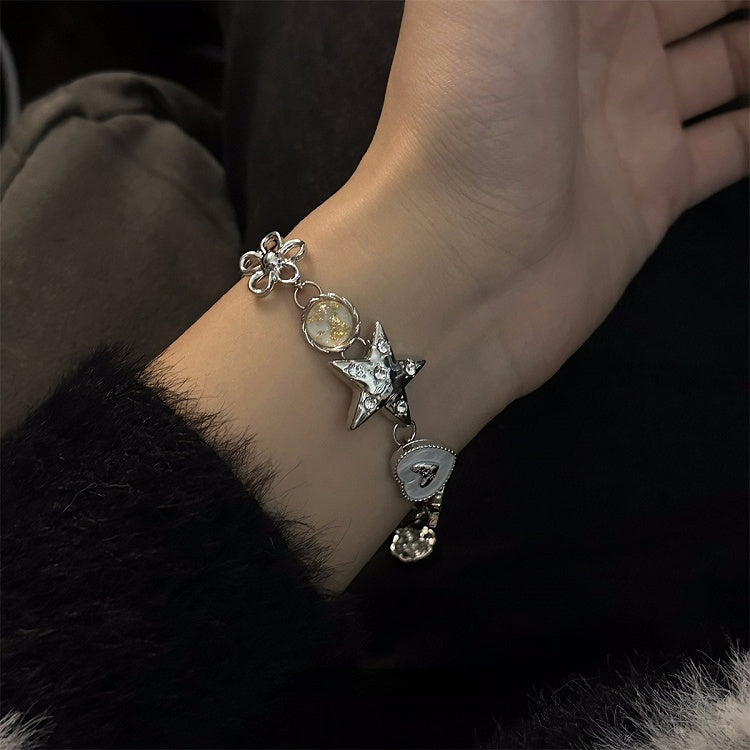 Silver Starand Floral Bracelet