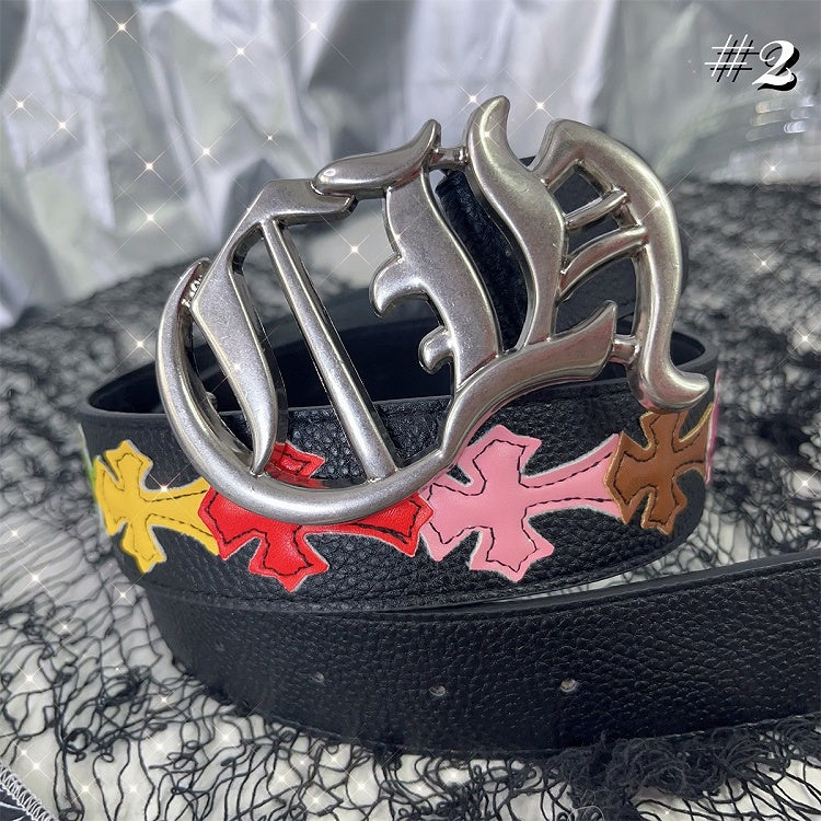 3 Options Black PU Cross Punk Waist Belt
