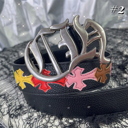 3つのオプション ブラック PU クロスパンク ウエストベルト