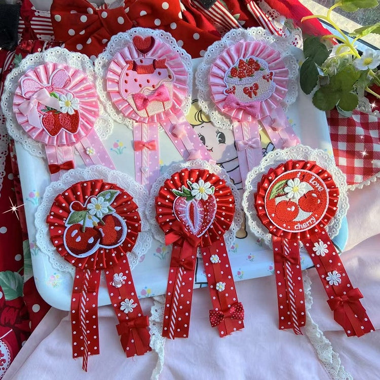 Applique 7 Bowknot Cherry/Strawberry/Cake Options Details