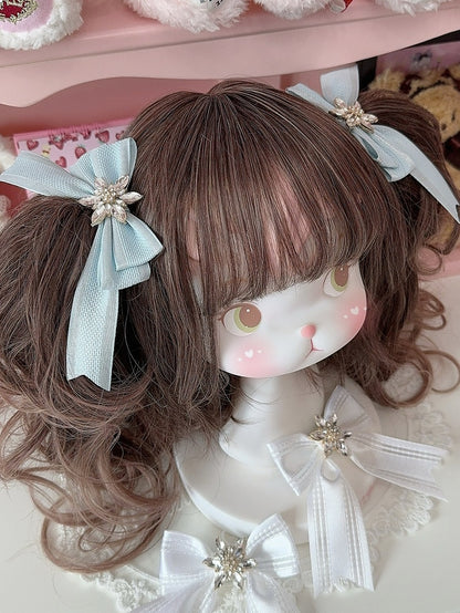 Rhinestone Hairclip Color Options 5 Bowknot Decorated Snow