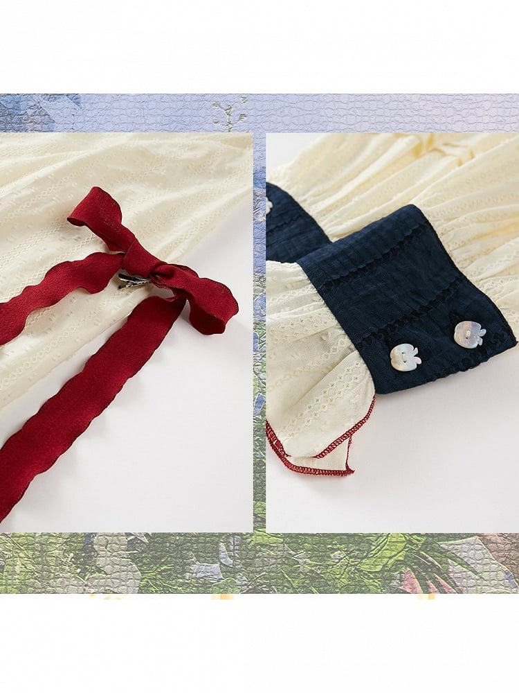 Chinese Style Apple Embroidery Outfit Set with Capelet - Zao Jing Ji
