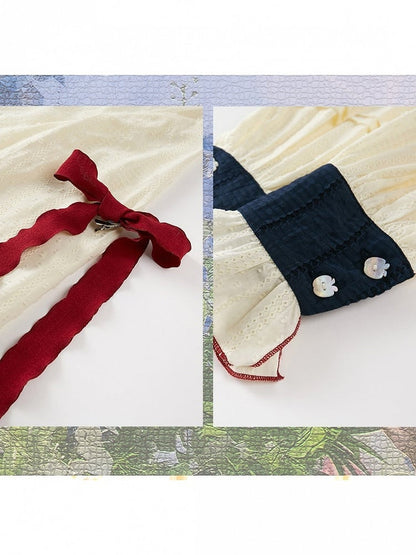Chinese Style Apple Embroidery Outfit Set with Capelet - Zao Jing Ji