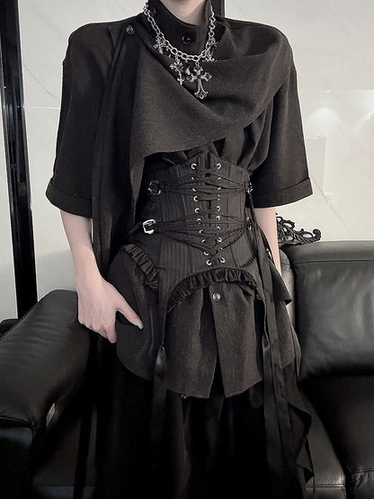 with Short Scarf Design Sleeve Black Top Prince