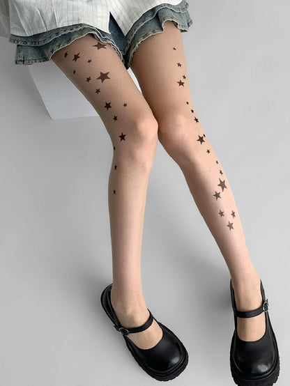 Tights Nude Print Star