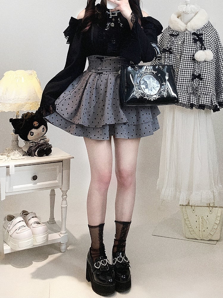 Neckline Illusion Shoulder with Open Blouse Jirai Baggy Kei