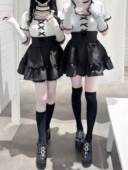 with Criss-Cross Top Sleeves Kei | Neckline Detachable Knit Arm Mint Jirai Dusty