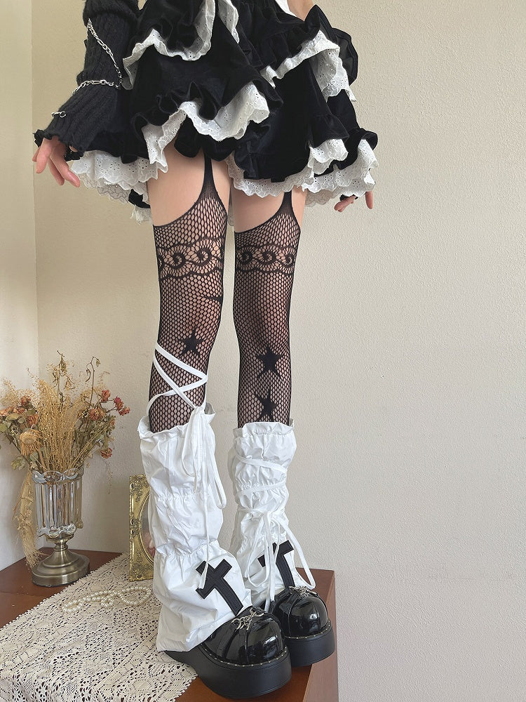 Warmerswith Decoration Gothic Design Cross Strap Leg White