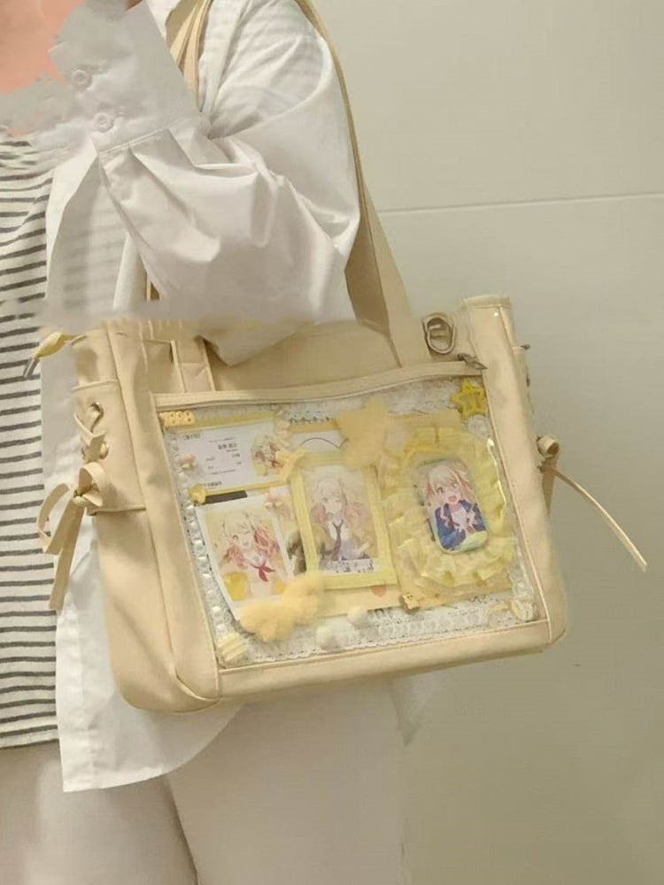 Tote Colors Accents Bag Side Tie 8 Ita with PU Bow